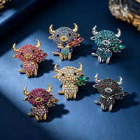 Broche en alliage en forme de branche mignonne, motif animal du zodiaque, haut de gamme, entièrement sertie de cristaux, accessoire de corsage, mascotte, cadeau unisexe