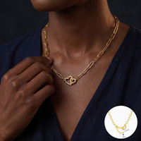 Ensemble collier et bracelet tendance en acier inoxydable avec zircon en forme de cœur, chaîne créative en métal ouverte pour clavicule, bijoux de luxe personnalisés