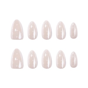 Faux ongles à presser à pois blanc laiteux, effet nacré, forme amande, brillants, réutilisables, pour femmes, nouveau kit simple d'ongles artificiels avec perles, référence 4411 - Product Image 5