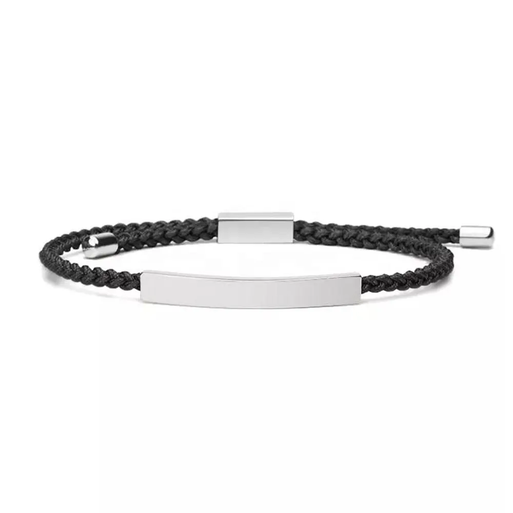 Bracelet de corde tressée en acier inoxydable, tube creux de 2mm, bracelet en fil tressé, taille réglable, bracelet pour femme et homme