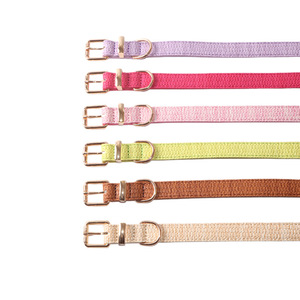 Nuevo <span class=keywords><strong>Collar</strong></span> para mascotas de doble cara-Cuero PU multicolor con patrón tejido | <span class=keywords><strong>Collar</strong></span> de perro con hebilla de metal - Product Image 4