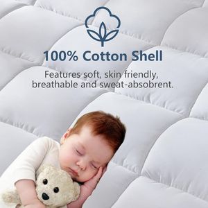 Protector de Colchón Acolchado Personalizado <span class=keywords><strong>para</strong></span> Todas las Estaciones, Lavable a Máquina, con Cubierta Superior Refrescante, <span class=keywords><strong>para</strong></span> Cama de 8-21 Pulgadas, 450 GSM, 72x84, Blanco - Product Image 2