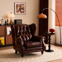 Fauteuil Cigare Vintage Américain, Canapé Simple en Cuir Véritable, Style Bar à Cigares 1919, Chaise Tigre pour Réception d'Hôtel/Club, Mobile