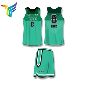Pabrik Logo Kustom Wanita Desain Warna Biru Sublimasi Jersey Seragam Basket Lengan Panjang Terbaru Jersey