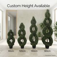Arbre topiaire artificiel en spirale double hélice, en pot, pour décoration intérieure, réaliste, faux vert, PE écologique, durable