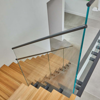 EKOO Modernes Glas-Treppengeländer Edelstahl Schwarzes Geländer Glashalter Abstandshalter Gebürstete & Spiegelfinish-Ausführung für Treppenhaus