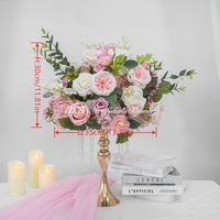Bunga Mawar Putih Buatan, Hydrangea, Ranunculus, Bola Bunga Kecil untuk Dekorasi Meja Tengah, Cocok untuk Dekorasi Acara Pernikahan