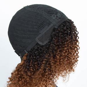 Perruque en <span class=keywords><strong>cheveux</strong></span> Remy <span class=keywords><strong>afro</strong></span> bouclés péruviens avec frange, noir naturel, coupe courte bob pour femmes, couleur plus foncée uniquement - Product Image 6