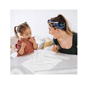 Juego de Matemáticas de Plástico Transparente para la Escuela, Incluye Transportadores, Reglas Geométricas Rectas de 180° °   45 °   60 °   Regla de Dibujo para Triángulos - Product Image 4