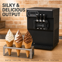 Machine à glaces molles commerciale compacte, électrique et flexible, pour cafés et vente mobile pour restaurants, fabriquée à partir de lait