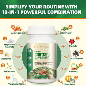 Vente en gros de supplément de cortisol 10 en 1 de haute qualité soulagement du stress soutien de l'humeur complément alimentaire 60 capsules - Product Image 4