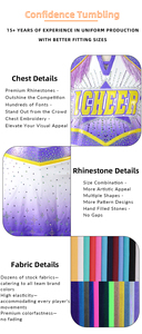 Fantasia de Dança para Meninas, Uniformes de Cheerleading com Strass Brilhantes, Vestido de Cheerleader com Manga Longa em Patchwork Metálico - Product Image 6