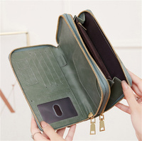 Portefeuille de voyage multi-couches à double fermeture éclair RFID en cuir PU, porte-passeport pour documents de voyage
