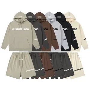 Großhandel Custom Pullover Hoodies Shorts und Hoodie Jogger Set Unisex Hochwertige Französisch Terry 100% Baumwolle Herren Hoodie Short Set