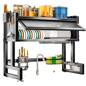 Alta Eficiência Grande Prato Rack Sobre Sink Dish Drainer Secagem Rack para Cozinha Contador Multifuncional Organizador Prateleira De Armazenamento