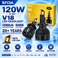 Ampoule de phare LED super puissante 120W, compatible universellement, SFIDA V18, longue durée de vie, emballage personnalisé, garantie de 2 ans
