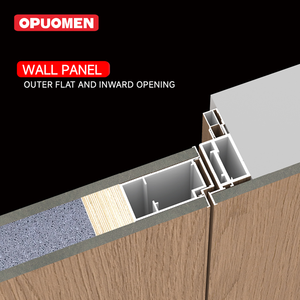 Porte de chambre intérieure en aluminium et bois avec surface en mélamine et cadre en aluminium pour projets d'appartements - Product Image 2