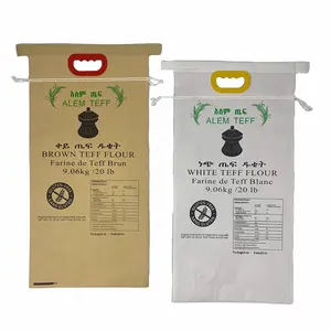 Teff Wheat flour bag kraft paper laminated white pp woven packing bag