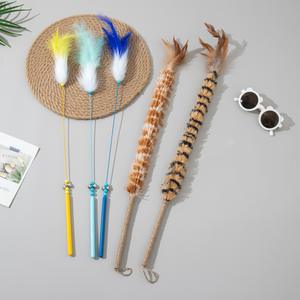 Bâtonnet à plumes créatif pour <span class=keywords><strong>chat</strong></span>, jouet interactif, durable, soulagement de l'ennui, fournitures pour animaux de compagnie, bâtonnet de stimulation pour chaton, jouet de jeu - Product Image 1