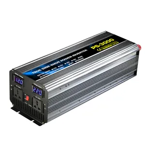 Inverter daya, konverter inverter gelombang sinus murni 2000w 1000w 3000w 12v 24v 48v DC ke 110v 220v dengan pengisi daya sistem tenaga surya