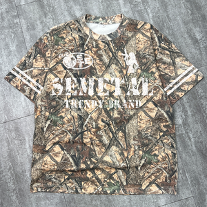 T-shirt vintage camouflage Real Tree 260 g/m² à col rond pour homme, chemises en coton personnalisées de créateur, t-shirts imprimés à épaules tombantes et coupe oversize - Product Image 1