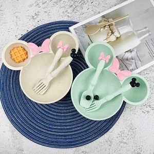 Ensemble de vaisselle pour bébé en paille de blé écologique, 3 pièces, avec motif de dessin animé, dans une boîte, pour cadeau de maternelle - Product Image 4