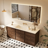 Meuble de salle de bain sur pied de haute qualité de 60 pouces avec lavabo et miroir intelligent, 9 tiroirs
