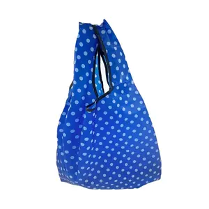 Sevimli Polka Dot katlanabilir bez çanta Polyester yeniden büyük katlama alışveriş çantası