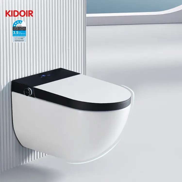 Kidoir di nuovo a parete appeso Wc lusso senza montatura bagno automatico a filo elettrico Bidet grigio appeso a parete Smart Wc