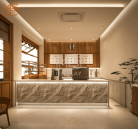 Comptoir et station de café LED personnalisés en marbre de haute qualité pour café, design complet de magasin et salle de présentation pour restaurant