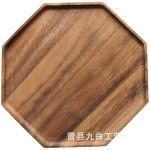 Black Walnut Wood <b>Tray</b> Round For Restaurant <b>Tea</b> Snacks Serving - Product Image 4