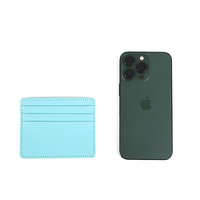 Portefeuille fin en cuir PU pour cartes de crédit, couleurs unies, porte-cartes bancaires en similicuir, 4 emplacements, pochette, design de logo personnalisé