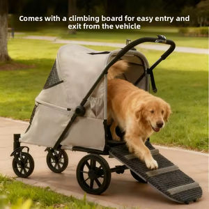 Chariot pour animaux de compagnie pour petits chiens et chats, léger, pliable, en métal, design parapluie à 8 roues avec grand espace pour une utilisation en extérieur - Product Image 2