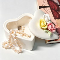 Petite boîte à bijoux en porcelaine blanche en forme de cœur avec couvercle abeille, écologique et faite à la main, pour ranger bagues et colliers, décoration maison et jardin