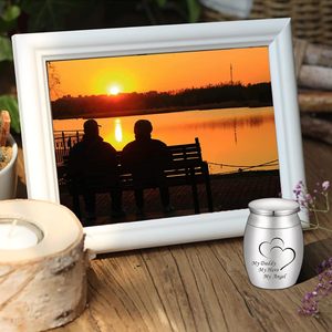 Petite urne funéraire en acier inoxydable pour cendres humaines, récipient commémoratif avec couvercle <span class=keywords><strong>à</strong></span> vis, gravable avec logo personnalisé - Product Image 5