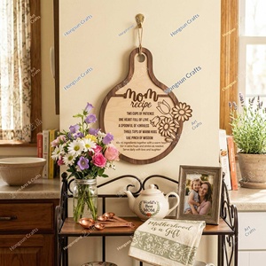 Ornements de cuisine créatifs en bois à suspendre, thème 'Recette de maman', pour la fête des Mères, artisanat transfrontalier, vente en gros - Product Image 3