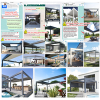 Pergola de jardin de luxe en alliage d'aluminium motorisée, étanche, à toit à lames, pour terrasse extérieure, protection UV
