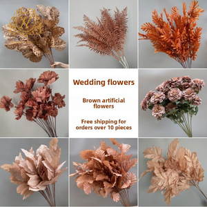 Fleurs décoratives couleur café et caramel pour la décoration de mariage, sur le thème de l'automne, en soie - Product Image 2