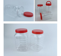 Pot de conservation alimentaire carré transparent en PET avec couvercle à vis pour kimchi, bonbons, miel, sucre, snacks, assaisonnements 1.2L 1.4L 1.5L