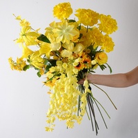 Fleurs artificielles en soie de couleur jaune inspirées de la dopamine, y compris des fausses roses, durabilité artisanales comparable à celle des os, sensation hydratante