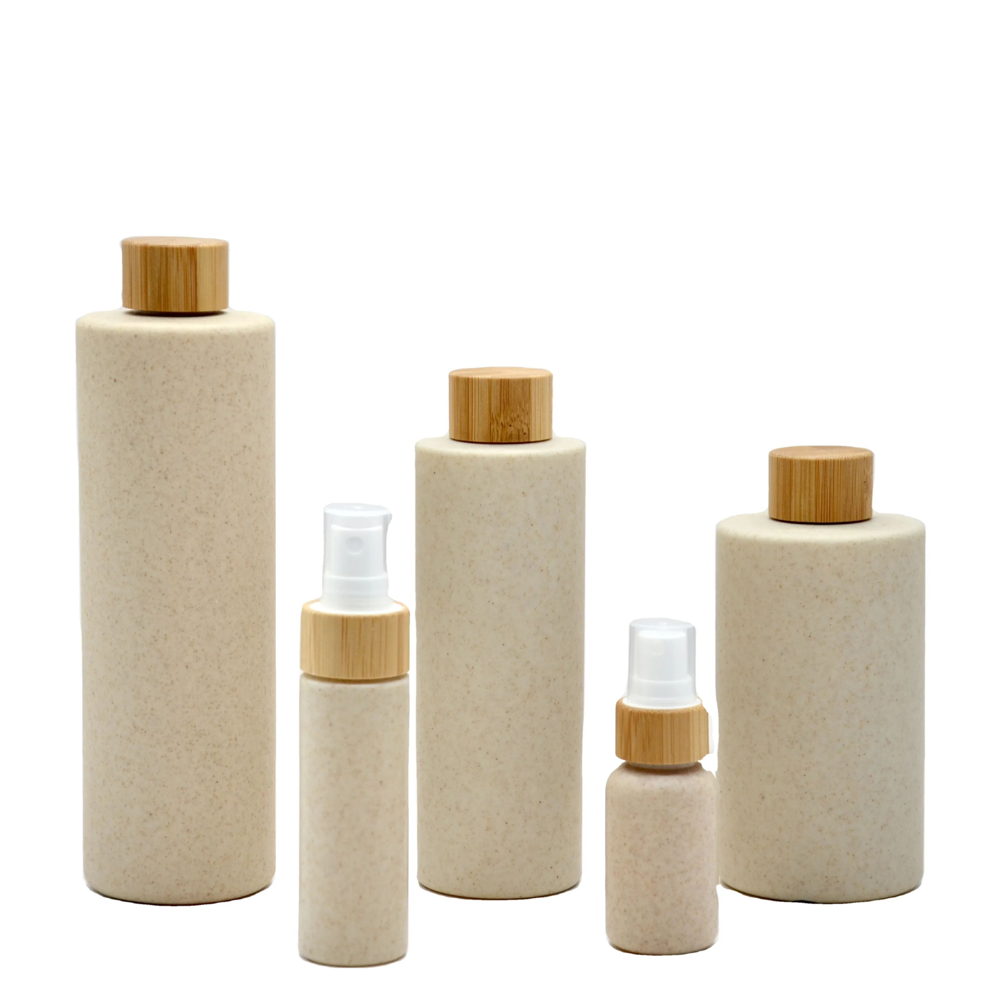 Botol semprot sampo plastik mudah terurai ramah lingkungan, botol kosmetik jerami gandum mudah terurai