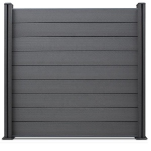 Clôture en bois de style européen 6 pi x 6 pi avec dessus en <span class=keywords><strong>treillis</strong></span>, clôture de jardin en plastique avec poteau en aluminium, panneau de clôture composite horizontal en WPC - Product Image 4