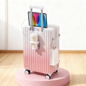 <strong>Rainbow</strong> Gradient Luggage <strong>Suitcase</strong> 20-28inch ABS PC with USB Charging Port 360&deg;Spinner Wheels Trolley Bag Case - Product Image 1