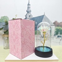 Rose éternelle lumineuse LED en feuille d'aluminium, cadeau pour la Saint-Valentin, décoration de fête de mariage, fleurs artificielles lumineuses, décoration de Noël
