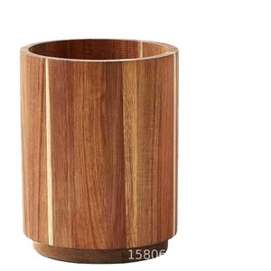 Porte-ustensiles de cuisine en bois, boîte de rangement ronde avec design rotatif pour les outils de cuisine - Product Image 5