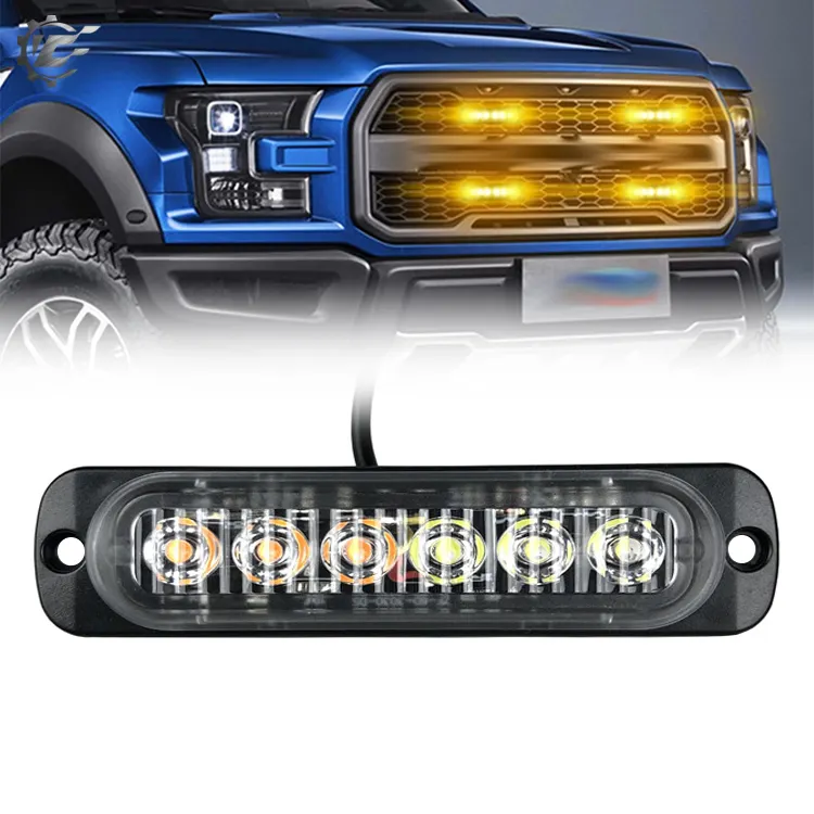 6LED Car Strobe Warning Light Grill Flashing Breakdown Emergency Lamp Auto Truck Trailer Beacon LED Side Light For Cars Motor