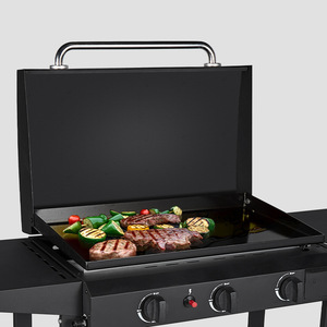 <span class=keywords><strong>Barbecue</strong></span> au <span class=keywords><strong>gaz</strong></span> moderne et résistant au vent pour l'extérieur, <span class=keywords><strong>avec</strong></span> 3 brûleurs, <span class=keywords><strong>couvercle</strong></span> et roulettes, portable, sans fumée, pour plusieurs personnes - Product Image 1