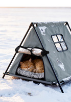 Dreieckiges Outdoor Oxford Wasserdichtes Tragbares Ganzjahres-Katzenhaus Haustier-Zelt Halbgeschlossen Warm Abnehmbar Waschbar Luxuriöses Design