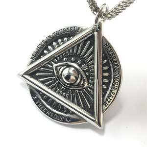 Joyería de acero y titanio de estilo Punk, masón masónico, símbolo místico antiguo, <span class=keywords><strong>Ojo</strong></span> de la justicia, triángulo, todos los ojos que se ven - Product Image 3