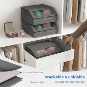 Large Stackable Hat Organizer for Baseball Caps Clear Window Holds 28 Caps Foldable Hat Storage <b>Box</b> for Closet <b>Shelf</b> Storage - Product Image 6